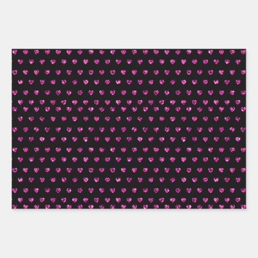 Glam Pareltjes Roze Harten Groene Stars Paarse dri Inpakpapier Vel (Voorkant 3)