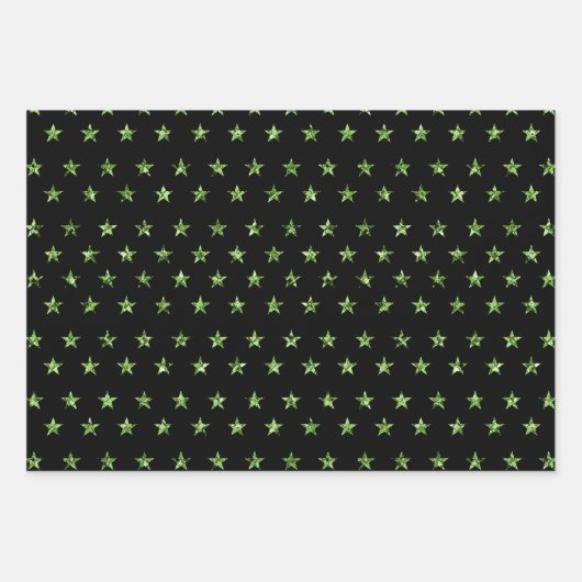 Glam Pareltjes Roze Harten Groene Stars Paarse dri Inpakpapier Vel (Voorkant 2)