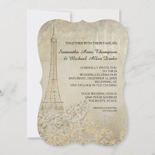 Glam  Paris Parisian Stylish Wedding Kaart (Achterkant)
