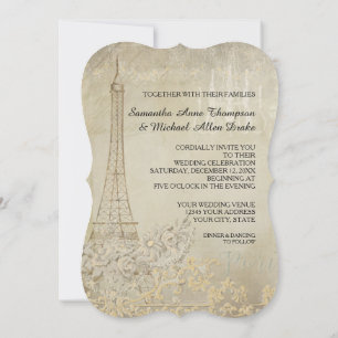 Glam  Paris Parisian Stylish Wedding Kaart