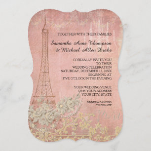Glam  Paris Parisian Stylish Wedding Kaart