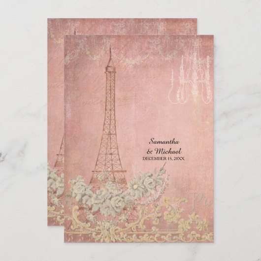 Glam  Paris Parisian Wedding Reception Kaart (Voorkant / Achterkant)