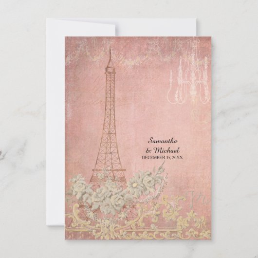 Glam  Paris Parisian Wedding Reception Kaart (Voorkant)