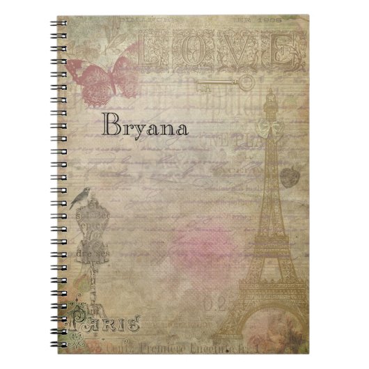  Glam Paris Shabby Chic Custom Notitieboek (Voorkant)
