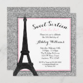 Glam Paris Threatfaux Glitter Sweet 16 Birthday Kaart (Voorkant / Achterkant)