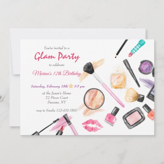 Glam Party Birthday Invitation Kaart (Voorkant)