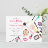 Glam Party Birthday Invitation Kaart (Staand voorkant)