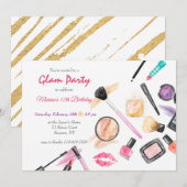 Glam Party Birthday Invitation Kaart (Voorkant / Achterkant)