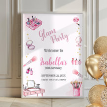 Glam Party Girl Beauty Spa Poster Welkomstbord