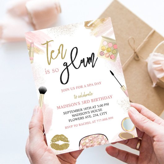 Glam Party Meisje Make-up Spa 10e verjaardagsfeest Kaart