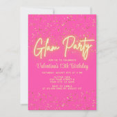 Glam Party Modern Hot Roze Neon Glow Meisje Verjaa Kaart (Voorkant)