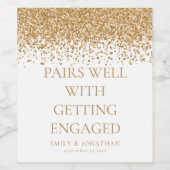 Glam Past goed bij 'Verloofd' Gouden Glitter Wijn Etiket (Enkel label)