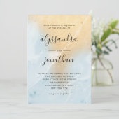 Glam Pastel Blue en Gold Marble Kijk | Weddenschap Kaart (Staand voorkant)