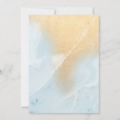 Glam Pastel Blue en Gold Marble Kijk | Weddenschap Kaart (Achterkant)