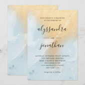 Glam Pastel Blue en Gold Marble Kijk | Weddenschap Kaart (Voorkant / Achterkant)