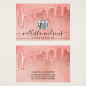Glam Peach roze dik glitter druppelt Logo trombocy Visitekaartje (Voorkant /achterkant)