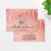 Glam Peach roze dik glitter druppelt Logo trombocy Visitekaartje (Bureau)