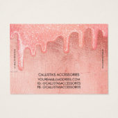 Glam Peach roze dik glitter druppelt Logo trombocy Visitekaartje (Achterkant)