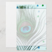 Glam Peacock Blauwgroen Briefpapier (Voorkant / Achterkant)