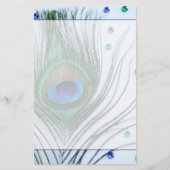 Glam Peacock Feather Blue Briefpapier (Voorkant)