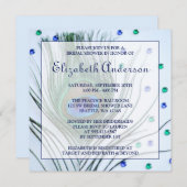 Glam Peacock Feather Blue Vrijgezellenfeest Kaart (Voorkant / Achterkant)