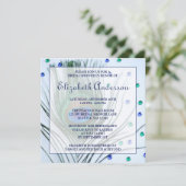 Glam Peacock Feather Blue Vrijgezellenfeest Kaart (Staand voorkant)