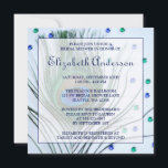 Glam Peacock Feather Blue Vrijgezellenfeest Kaart<br><div class="desc">Nodig uw gasten in stijl uit met deze glamoureuze vreugdeveren en juwelen bridale doucheuitnodiging. Eenvoudig aan te passen met je partijgegevens!</div>