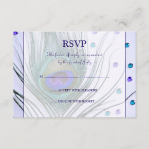Glam Peacock Feather Paars Response Card RSVP Kaartje