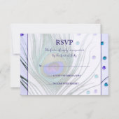 Glam Peacock Feather Paars Response Card RSVP Kaartje (Voorkant)