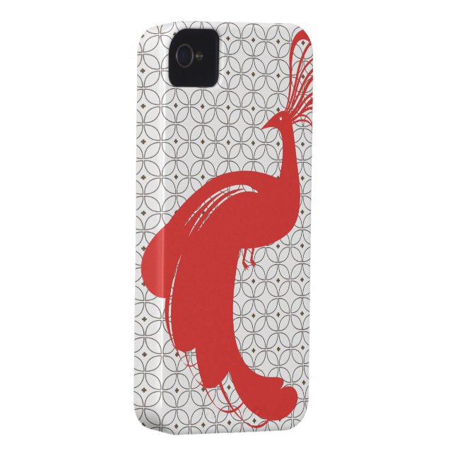  GLAM PEACOCK in rode iPhone-hoesje Case-Mate iPhone Case (Back/Rechts)