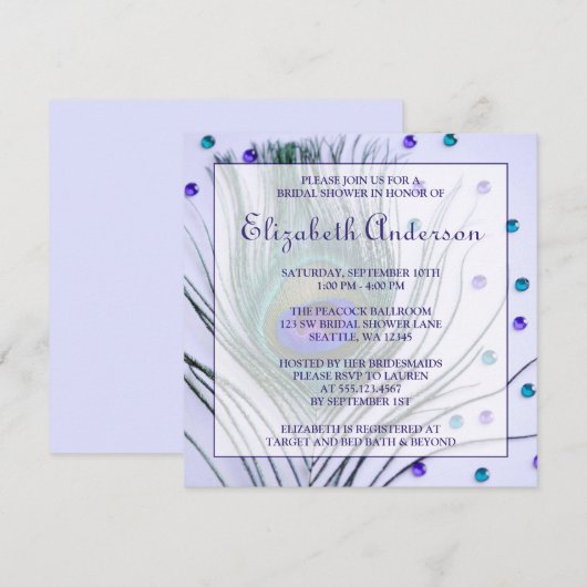 Glam Peacock Paars Vrijgezellenfeest Kaart (Voorkant / Achterkant)