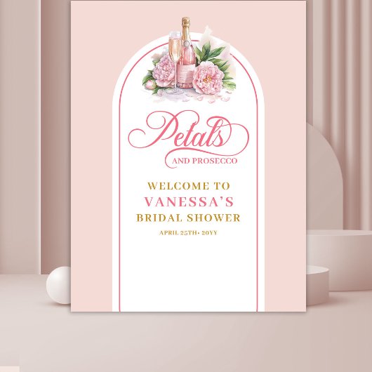 Glam petals and prosecco shower banner blush gold wandkleed