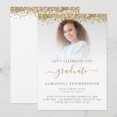 Glam Photo Gold Glitter Afstuderen 2024 Kaart (Voorkant / Achterkant)