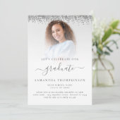 Glam Photo Silver Glitter Afstuderen 2024 Kaart (Staand voorkant)
