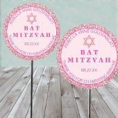 Glam Pink Bedankt Chic Bat Mitswa Party Ronde Sticker