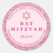 Glam Pink Bedankt Chic Bat Mitswa Party Ronde Sticker (Voorkant)