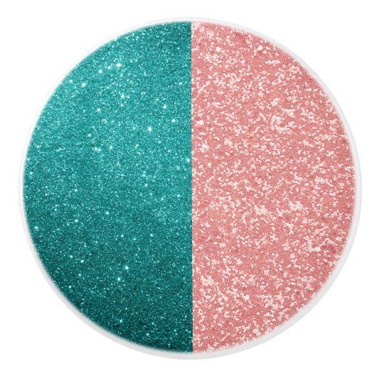 Glam Pink Blue Glitter Sparkle Keramische Knop (Voorkant)