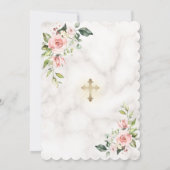 Glam Pink Blush Flowers Gold Marble Twins Baptisme Kaart (Achterkant)