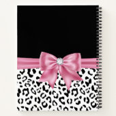 Glam Pink Bow Diamond Black Snow Leopard Notitieboek (Achterkant)