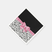 Glam Pink Bow Diamond Black Snow Leopard Servet (Hoek)