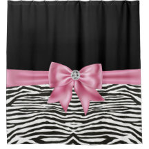Glam Pink Bow Diamond Zebra Print Zwart