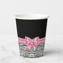 Glam Pink Bow Diamond Zebra Print Zwart