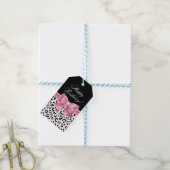 Glam Pink Bow Diamond Zwart Luipaard Gelukkige Ver Cadeaulabel (Met Touw)