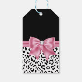 Glam Pink Bow Diamond Zwart Luipaard Gelukkige Ver Cadeaulabel (Achterkant)
