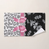 Glam Pink Bow-Grey Leopard-Silver Floral Sparkles Bad Handdoek (Handdoek)