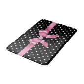 Glam Pink Bow-White Polka Dots-Black Bath Mat (Gekanteld)