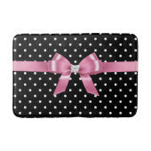 Glam Pink Bow-White Polka Dots-Black Bath Mat (Voorkant)
