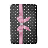 Glam Pink Bow-White Polka Dots-Black Bath Mat (Voorkant Verticaal)