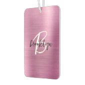 Glam Pink Brushed Metal Black White Monogram  Luchtverfrisser (Links)