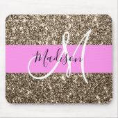 Glam Pink Champagne Gold Glitter Sparkle Monogram Muismat (Voorkant)